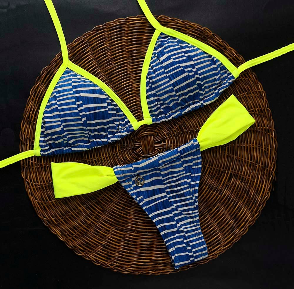 Conjunto de Bikini Floripa con Amarillo Neón | Top Mara + Tanga Gali