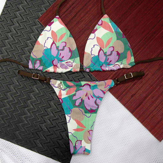 Lilac Bikini Set with Brown Combination | Lua Top + Mia Thong