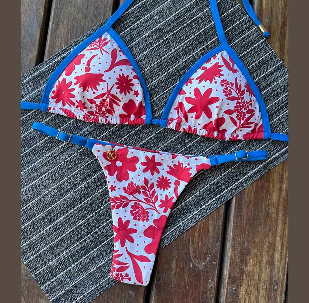 Conjunto de Bikini Scarlet con Combinación Azul | Top Mara + Tanga Mia
