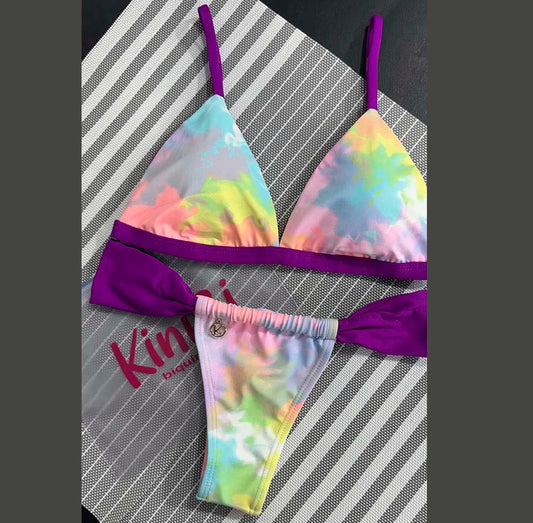 Conjunto de Bikini Tie Dye con Uva | Top Jade + Tanga Gali
