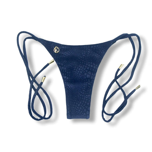 Cora Croco Marine Thong | Thin Bow