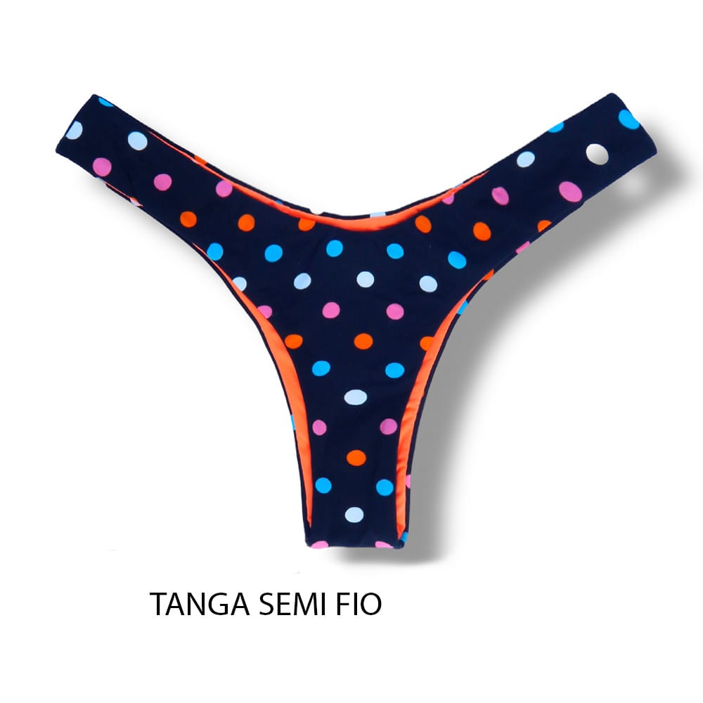Eva Poá Colorê Thong | Reversible Neon Orange |  Hang Glider Style