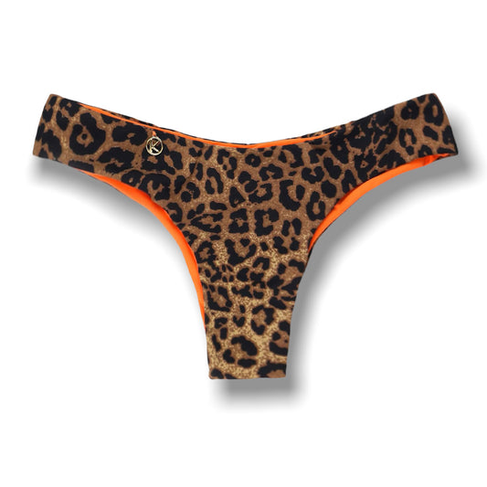 Isa Animal Print Thong | Reversible Neon Orange |  Ripple