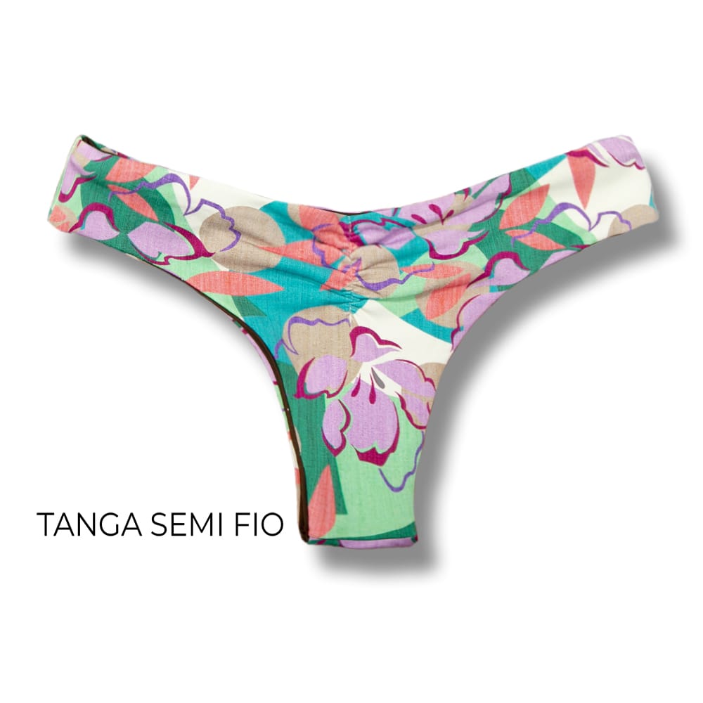 Conjunto Biquíni Lilac com combinação Marrom | Top Mara + Tanga Isa

