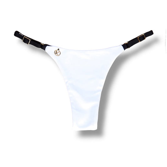 Mia Black and White with Black Thong | Adjustable Thin Strap