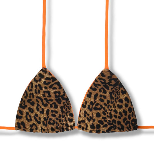 Lua Animal Print Top | Reversible Neon Orange |  Triangle with Padding