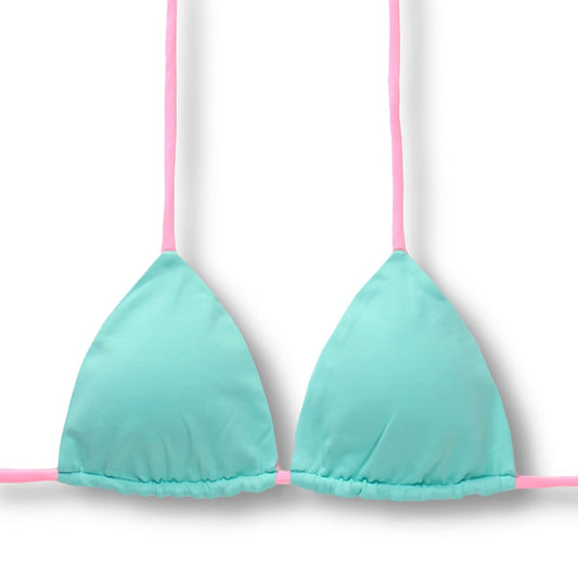 Top Lua Verde Menta | Reversível rosa iogurte | Triângulo com Bojo