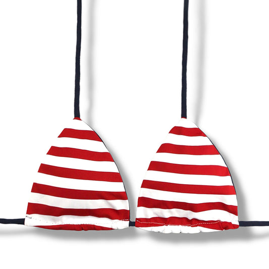 Top Lua Navy vermelho | Reverível Azul Marinho | Triângulo com Bojo