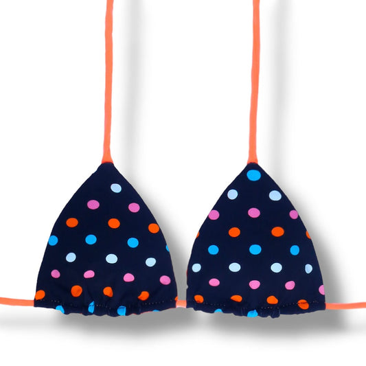 Top Lua Poá Colorê | Reversível Laranja neon | Triângulo com Bojo